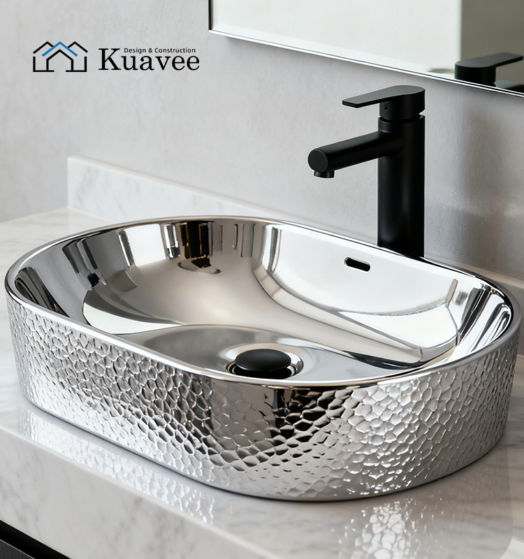 Simple Silver Wash Stand With Cera Basin For Bathroom