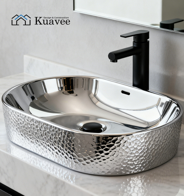 Simple Silver Wash Stand With Cera Basin For Bathroom