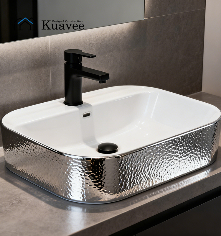 Simple Silver Wash Stand With Cera Basin For Bathroom