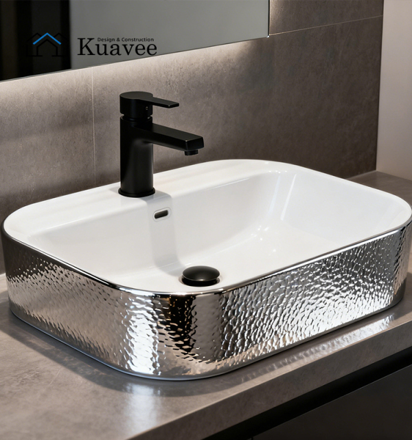 Simple Silver Wash Stand With Cera Basin For Bathroom