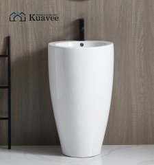 White Small Size Stain-resistant  Modern Corner Pedestal Sink