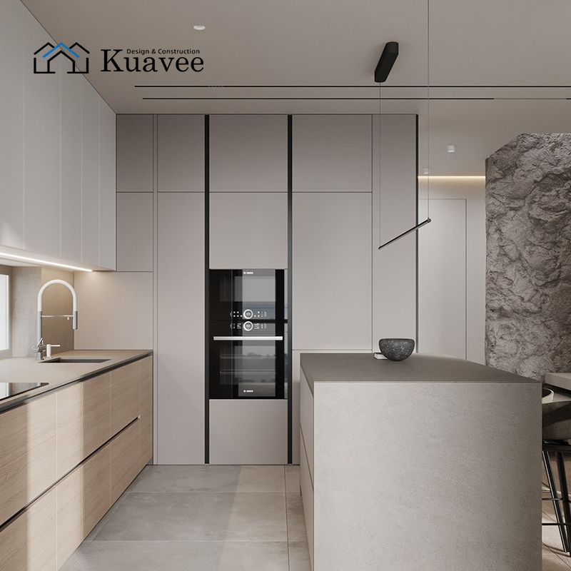 frosted handless corner kitchen cabinets