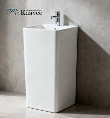 White Small Size Stain-resistant  Modern Corner Pedestal Sink