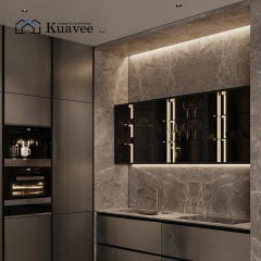 Grey Wall Mounted  Kitchen Cabinet With Smart Lighting