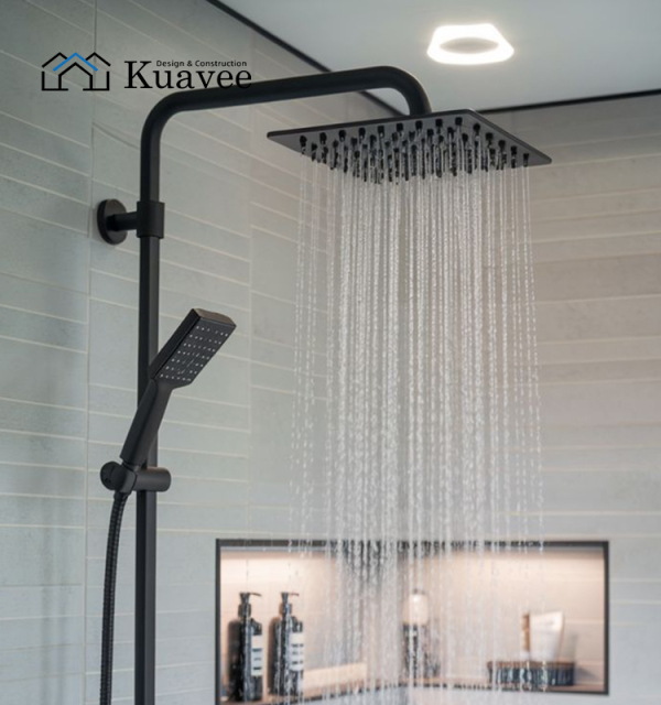 Black High End Showers With High Flow Shower Head