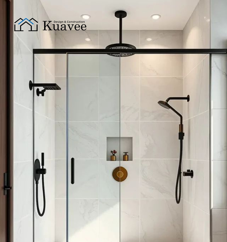 Black High End Showers With High Flow Shower Head