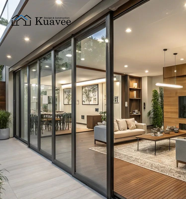 Black Lockable High Light Transmittance Glass Sliding Door