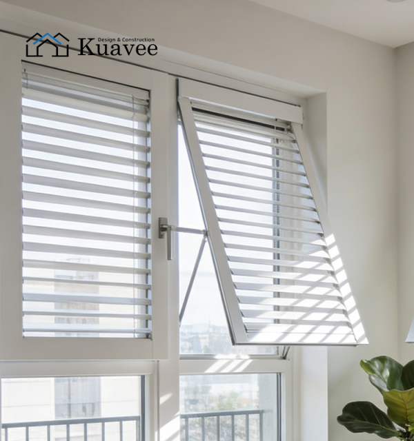 Apartment Luxury Tilt And Turn Window With Movable Louvers