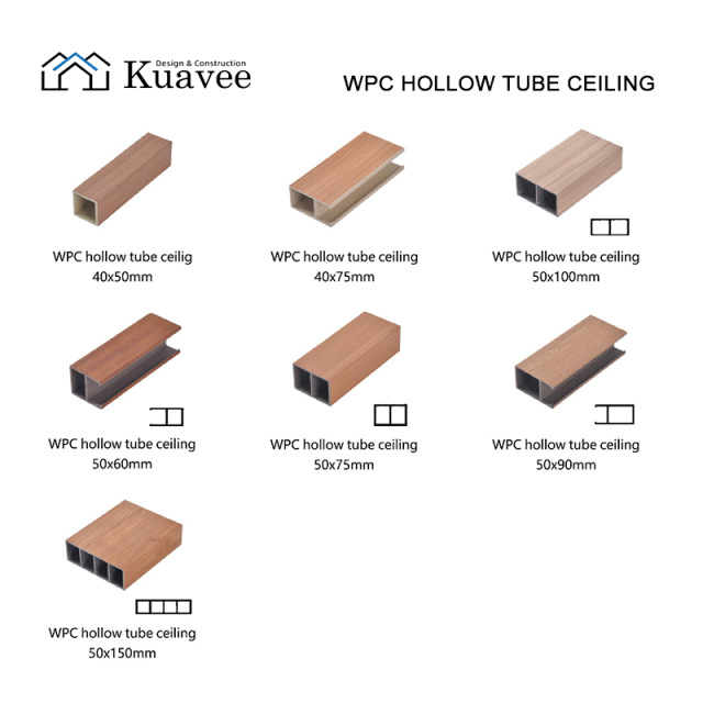 High-end Smooth Surface Waterproof WPC Hollow Tube Ceiling