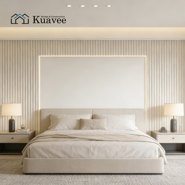 Villa Bedroom White Wainscoting Panels WPC Wall Board