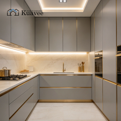 Kuwait Villa High-end Golden Edge Handle-free Kitchen Cabinet