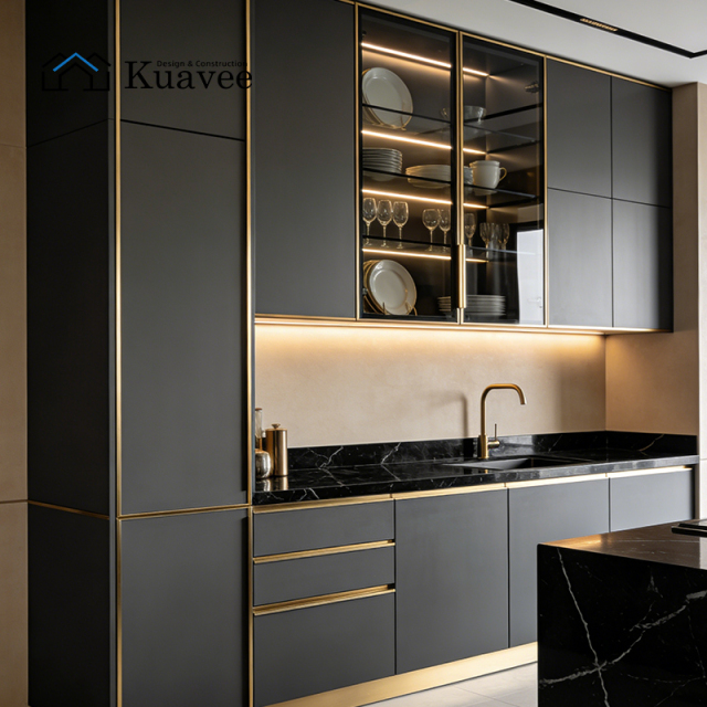 Handle-free design kitchen cabinet