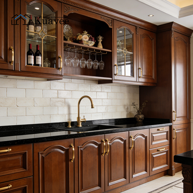 Modern Corner Wooden Kitchen Cupboards With Kitchen Sink