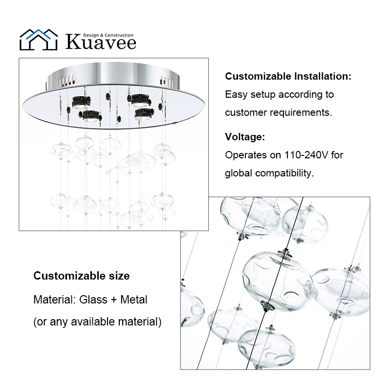 High-end Hotel Foyer Modern Glass Hanging Light Fixtures