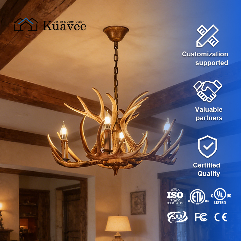 Art Decoration Retro Resin Antler Design Chandelier