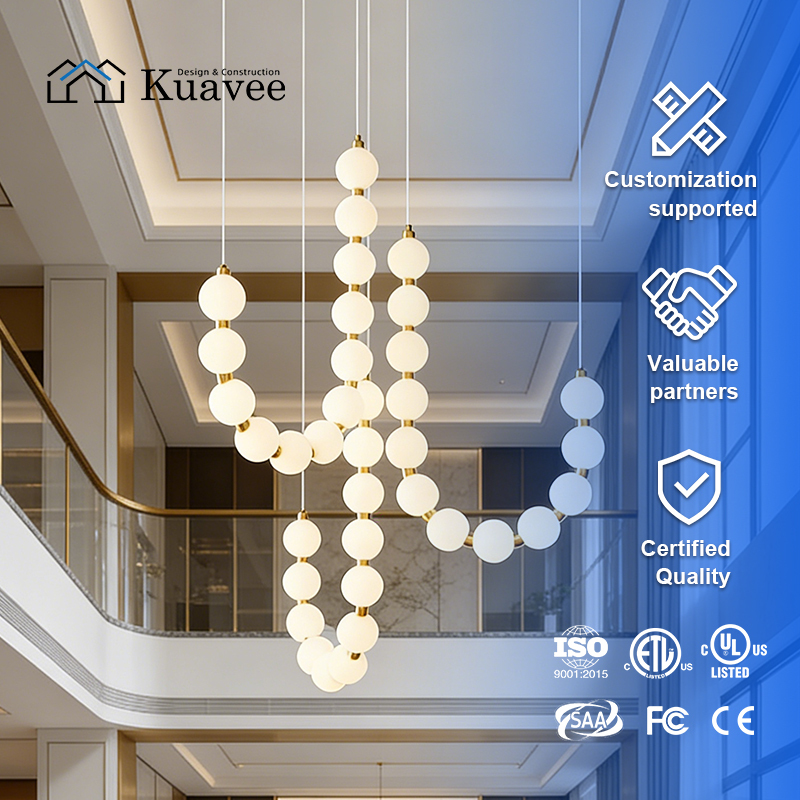 White Pearl Glass Necklace Balls U-Shaped Chandelier