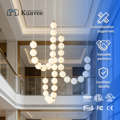 White Pearl Glass Necklace Balls U-Shaped Chandelier