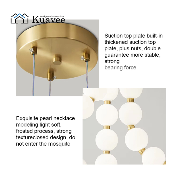 White Pearl Glass Necklace Balls U-Shaped Chandelier