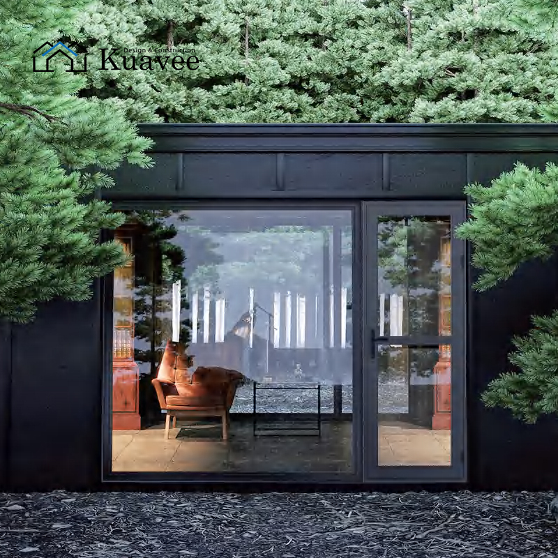 Modern Privacy Swing Door With Integrated Blinds Windows