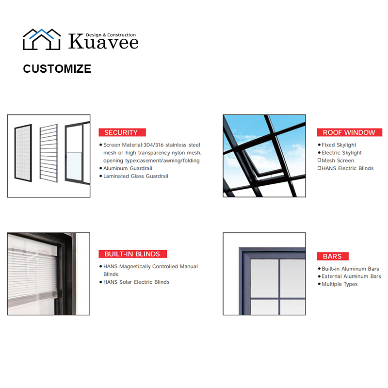 Elegant Design 6-chamber Sealing Customized Window For Villa