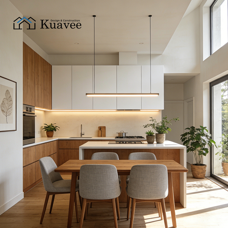 Integrated smart lighting kitchen cabinet