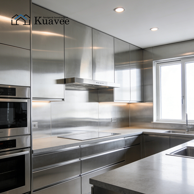 Modern Moisture Resistant Stainless Steel Kitchen Cupboards