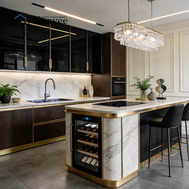 black Kitchen Cabinet With Kitchen Island