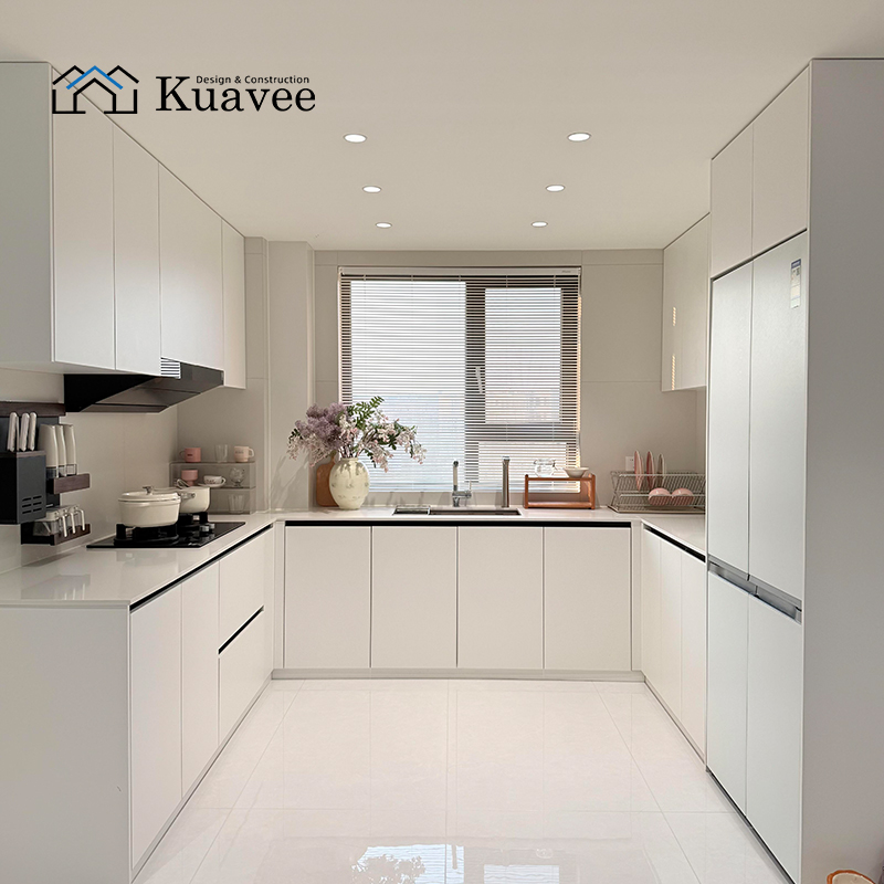 smooth surfaces light colors kitchen cabinet