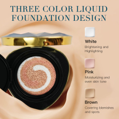 Private Label Moisturizing Isolation Concealer 3 in 1 Mixed Color Liquid Foundation air Cushion with Puff and Refill in Gift Box