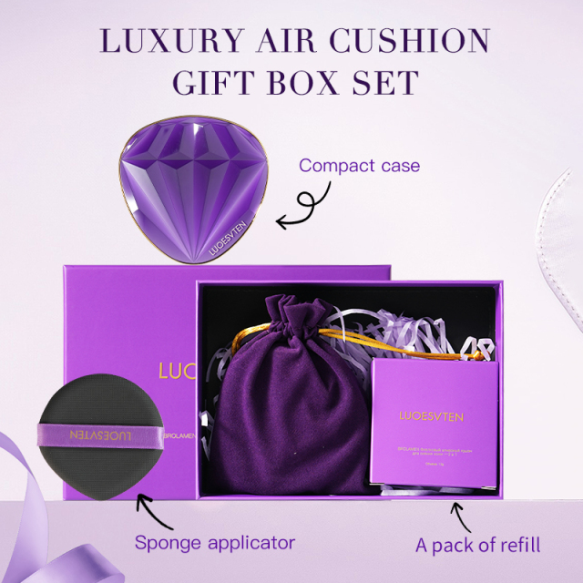 OEM ODM Luxurious Diamond Shape Glow Finish Natural Coverage Foundation with Gift Box for Dry Skin