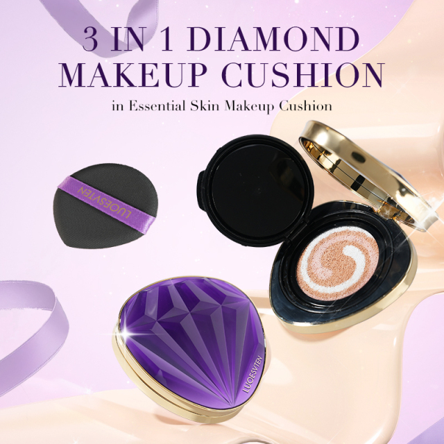 OEM ODM Luxurious Diamond Shape Glow Finish Natural Coverage Foundation with Gift Box for Dry Skin