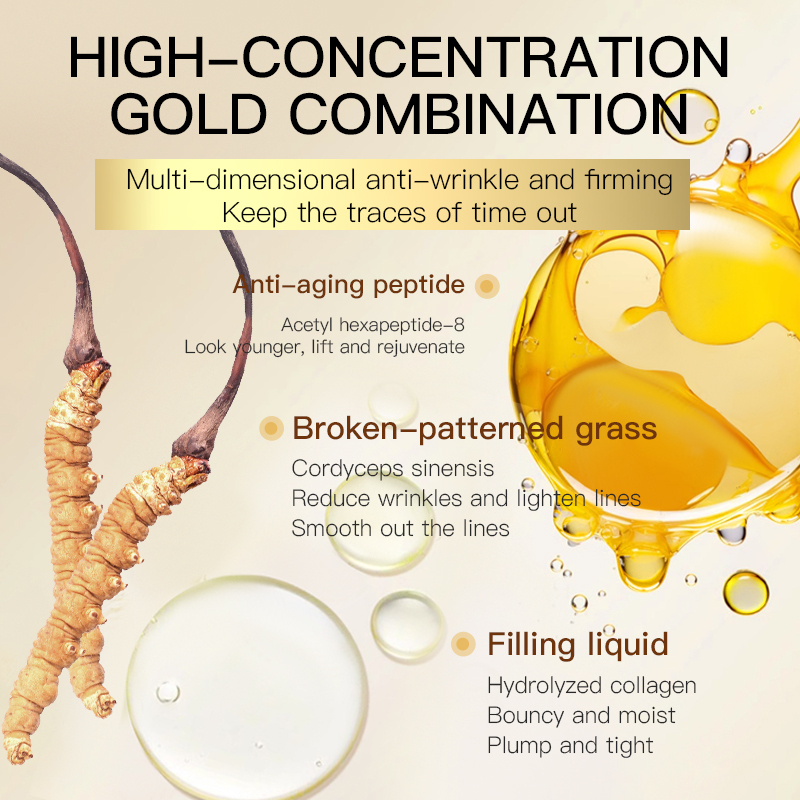 Private Label Nourish Skin Reduce Wrinkles Lighten Dark Circles Under Eyes  Ginseng and Cordyceps Extract Essence Serum Oil