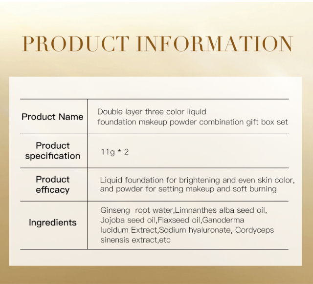 Satin Glow Finish Concealing Three Color Liquid Foundation and Pressed Powder Dual Effect Makeup Air Cushion