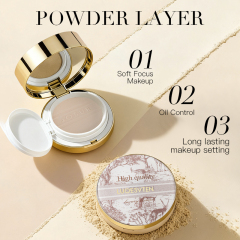 Satin Glow Finish Concealing Three Color Liquid Foundation and Pressed Powder Dual Effect Makeup Air Cushion