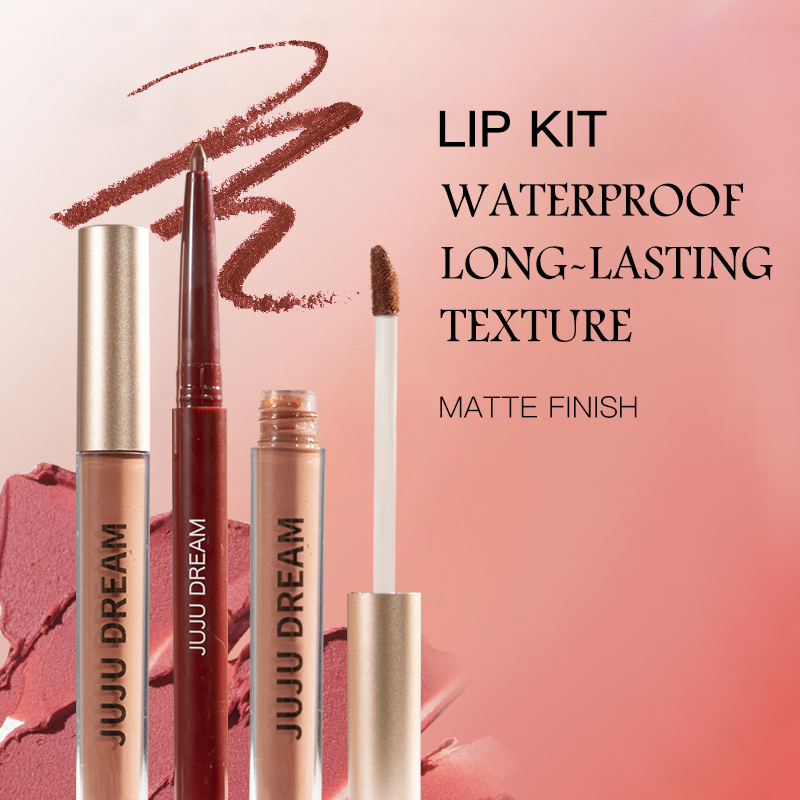 Private Label High Pigment Lightweight Trendy Matte Long-Lasting Matte Finish Lip Liner and Lip Gloss Set