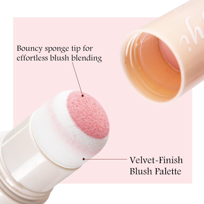 Custom logo Liquid Blush Multi Use Makeup Stick with Sponge Brush Head for Cheeks Matte Finish