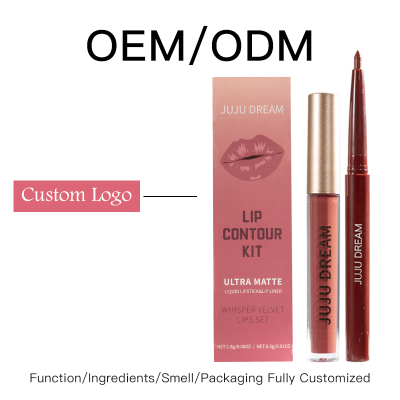 Private Label High Pigment Lightweight Trendy Matte Long-Lasting Matte Finish Lip Liner and Lip Gloss Set