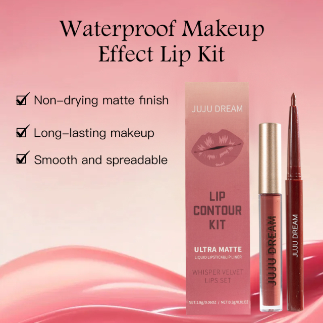 Private Label High Pigment Lightweight Trendy Matte Long-Lasting Matte Finish Lip Liner and Lip Gloss Set
