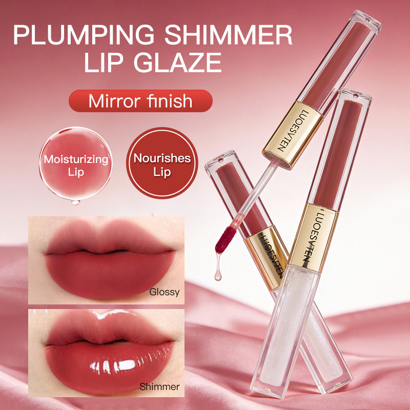 Private Label Moisturizing Shimmer Lip Oil and Lip Glaze Double Touch Liquid Lipstick