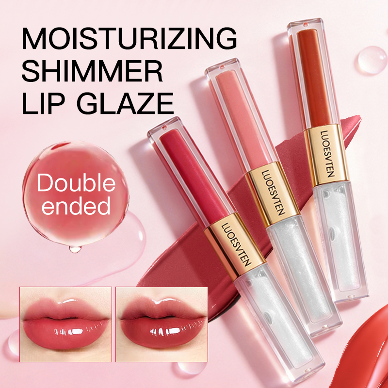 Private Label Moisturizing Shimmer Lip Oil and Lip Glaze Double Touch Liquid Lipstick