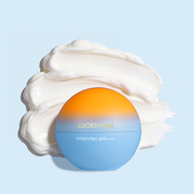 Private Label Summer Cool Hydrating SPF 50 Moisturizing Round Bottle Face Sunscreen Cream for Daily Lightweight Sun Protection