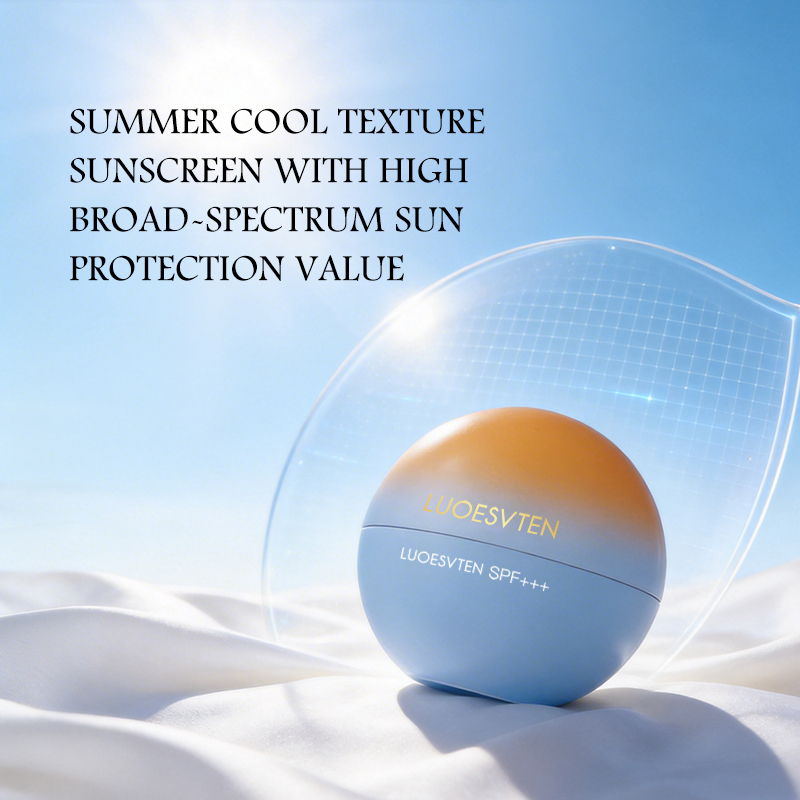 Private Label Summer Cool Hydrating SPF 50 Moisturizing Round Bottle Face Sunscreen Cream for Daily Lightweight Sun Protection