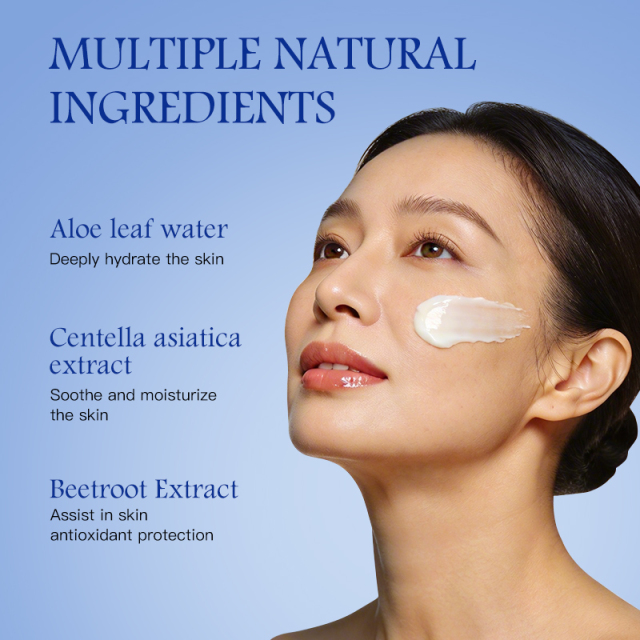 Private Label Summer Cool Hydrating SPF 50 Moisturizing Round Bottle Face Sunscreen Cream for Daily Lightweight Sun Protection