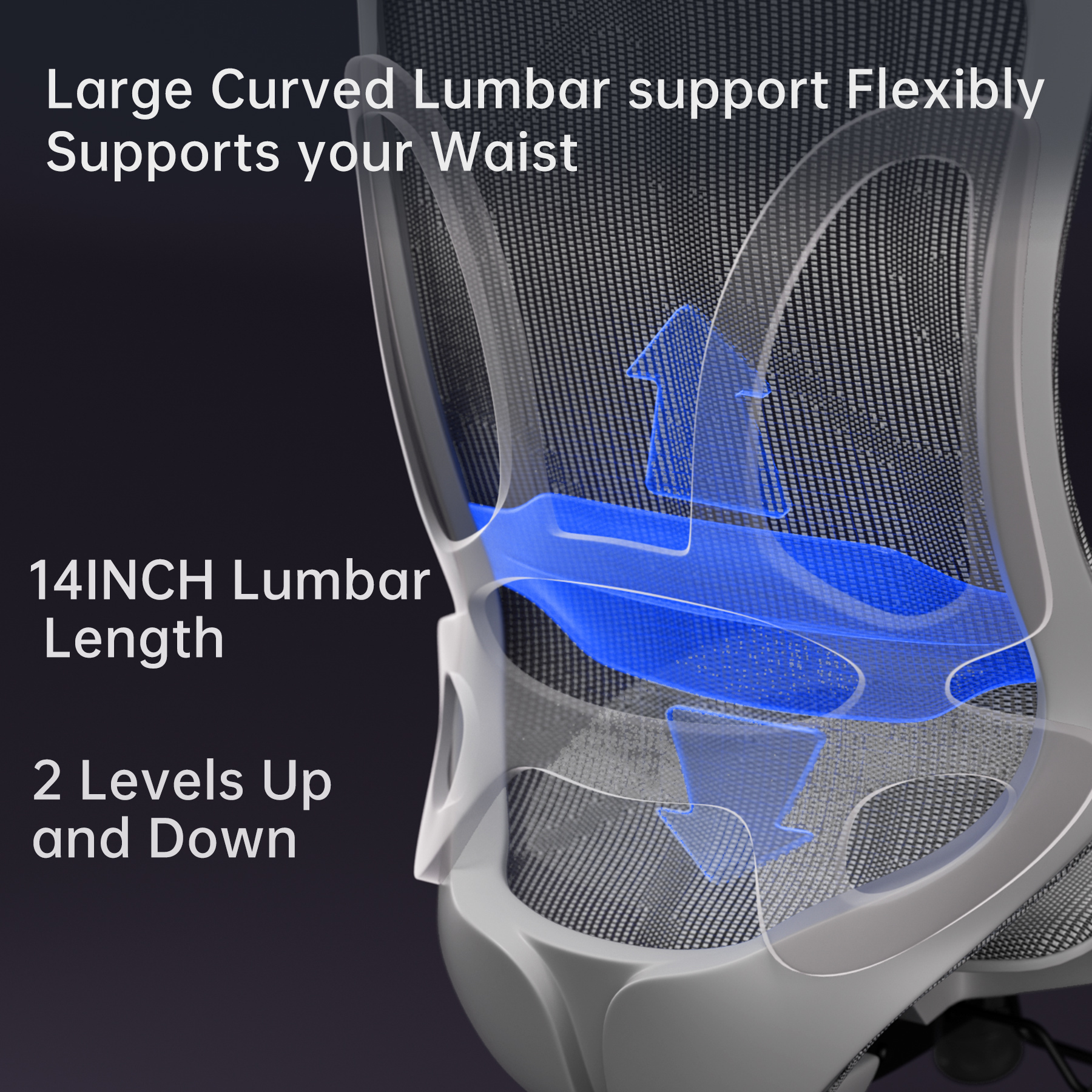 DIPPER Ergonomic Office Chair Computer Desk Chiar Mesh High Grey Desk Chair, Mesh Computer Chair with Adjustable Lumbar Support, Rocking Executive Swivel Chair for Home