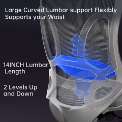 DIPPER Ergonomic Office Chair Computer Desk Chiar Mesh High Grey Desk Chair, Mesh Computer Chair with Adjustable Lumbar Support, Rocking Executive Swivel Chair for Home