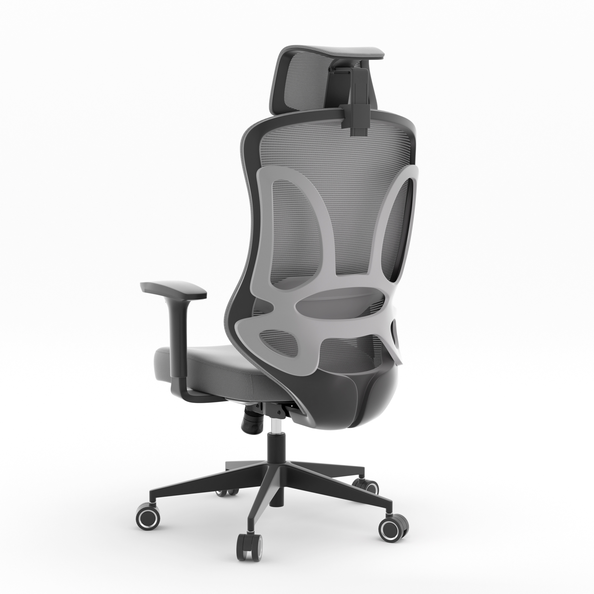 DIPPER Ergonomic Office Chair Computer Desk Chiar Mesh High Grey Desk Chair, Mesh Computer Chair with Adjustable Lumbar Support, Rocking Executive Swivel Chair for Home
