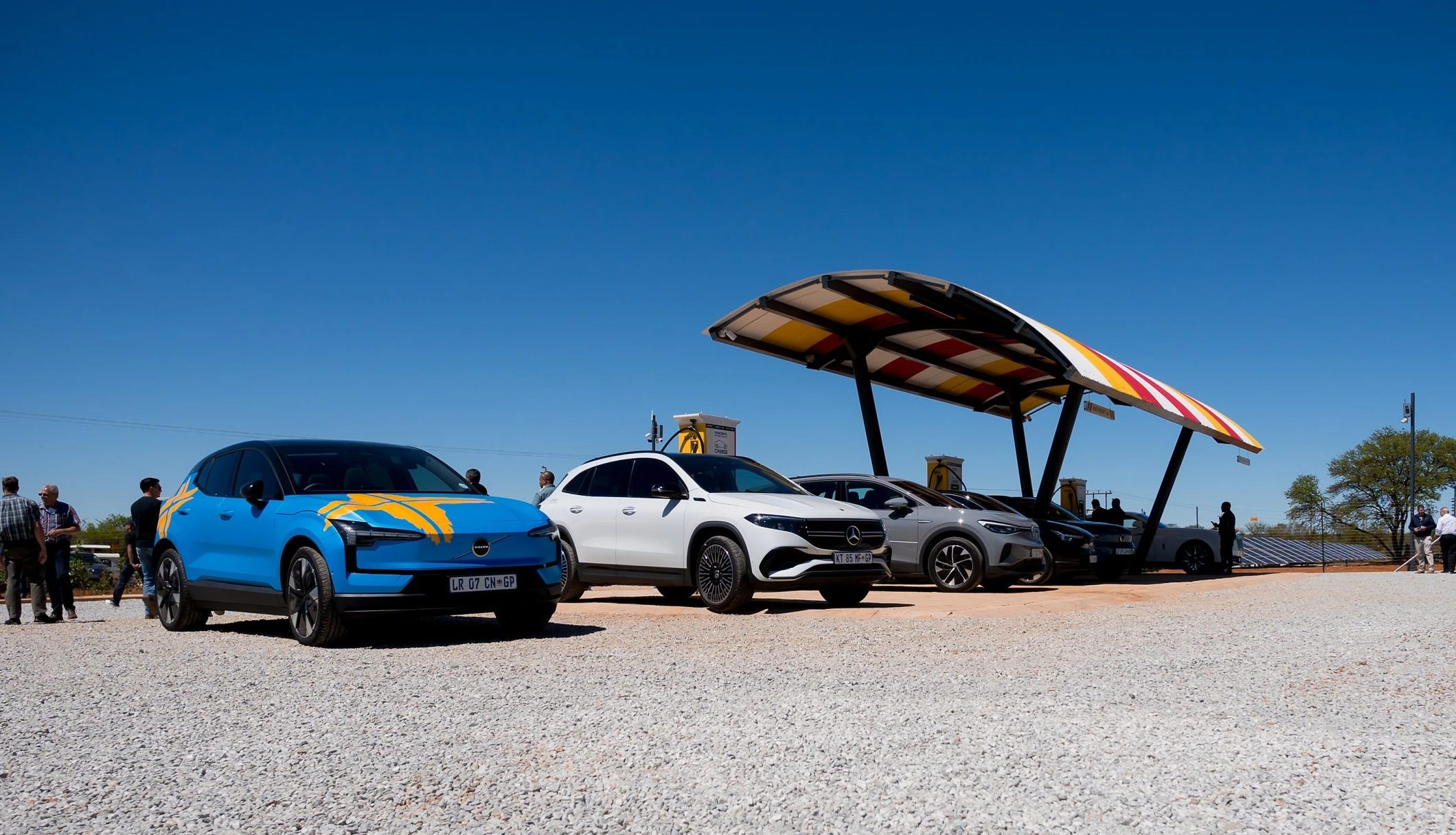 Chinese electric car charging at a public fast-charging station in South Africa