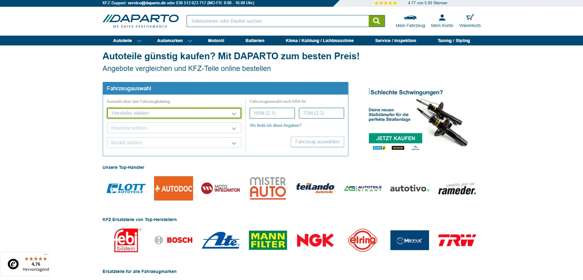 Screenshot of Daparto website