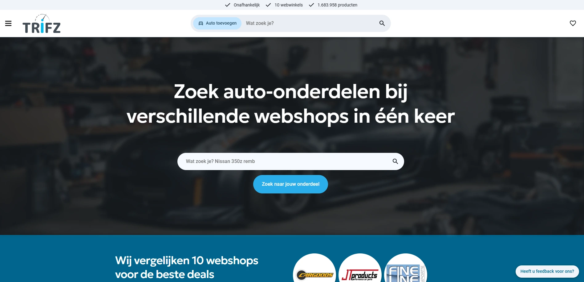 Screenshot of Trifz website