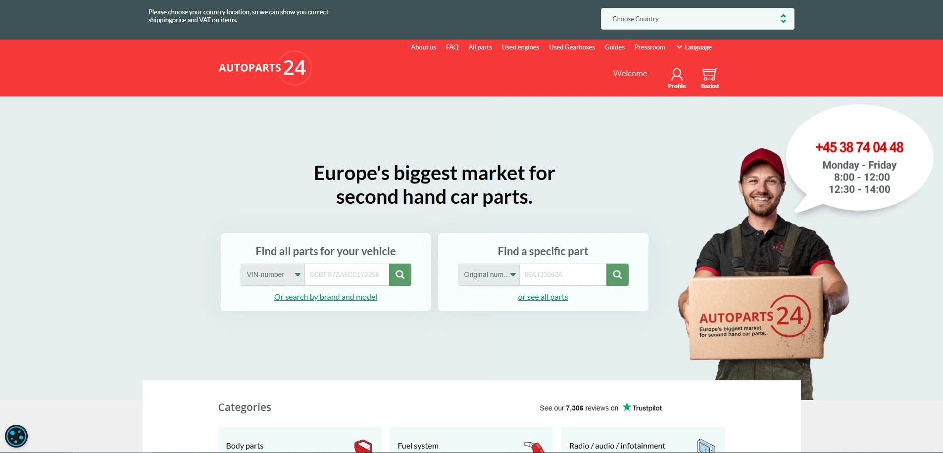 Screenshot of Autoparts-24 website